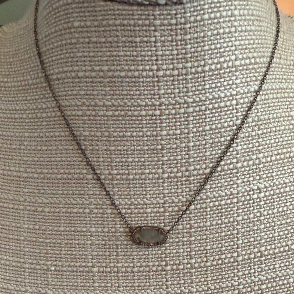 Kendra Scott Gold Necklace with Gray Oval Pendant